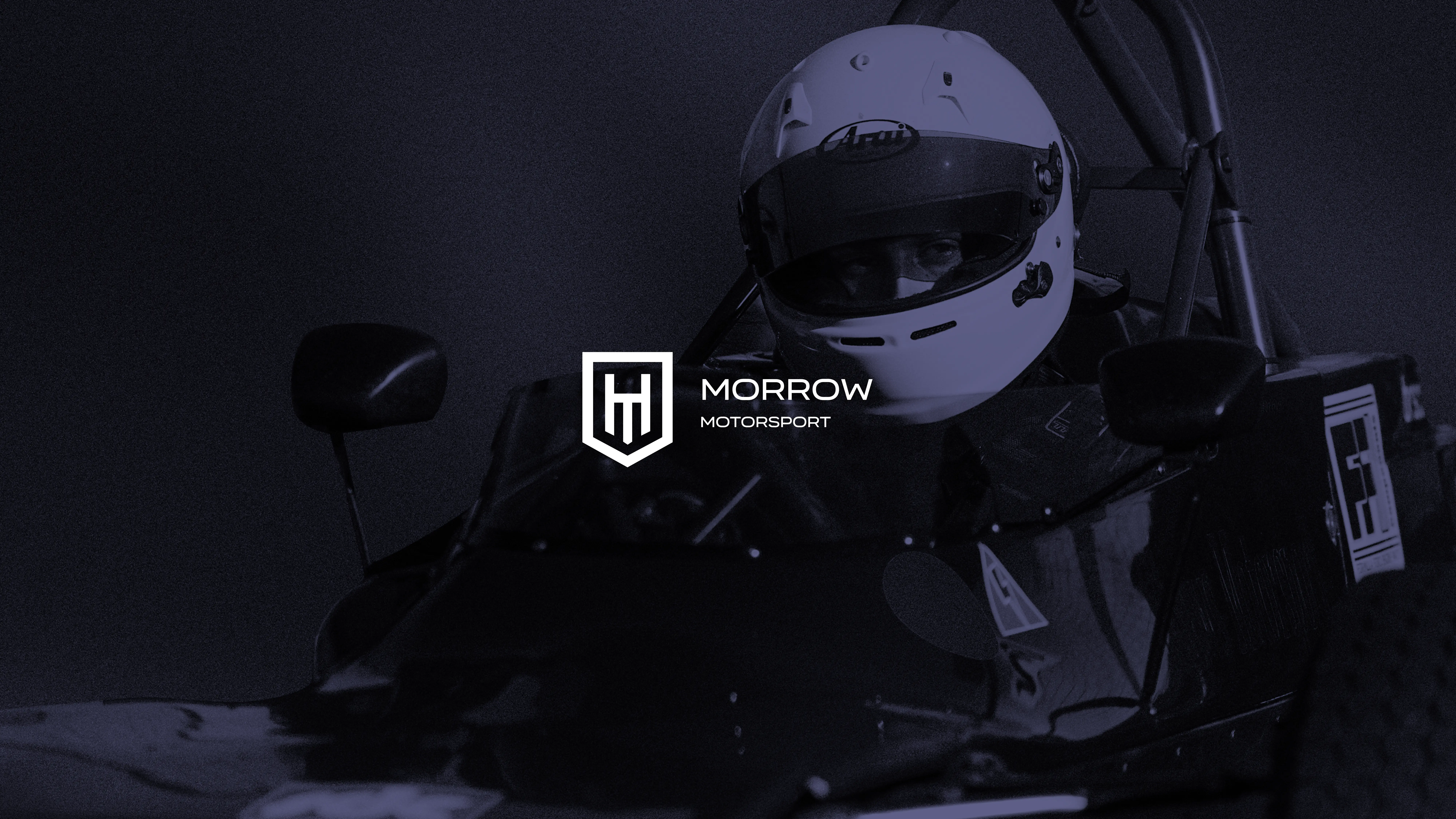 Social media template — cockpit shot with navy overlay and logomark